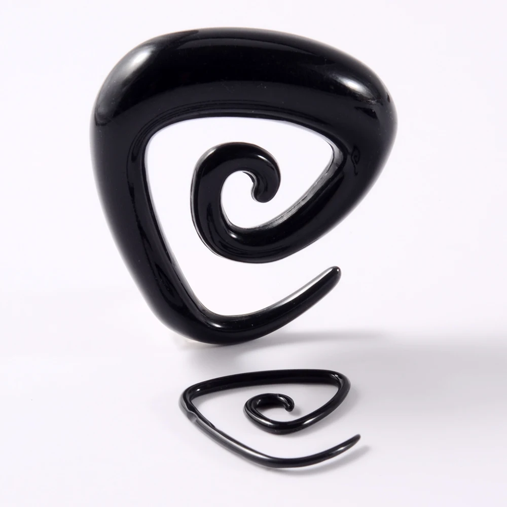 PARA Akrylowe czarne ucho Spiral Expander Zatyczki do uszu Trójkątna spirala Przekłuwanie uszu Nosze Biżuteria do ciała 1,6 mm-10 mm — zdjęcie 6