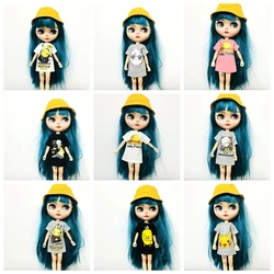 Cổ Điển Hình Hoạt Hình Blyth Quần Áo Dễ Thương Áo Thun Trắng/Đen In Hình Topst Cho 1/6 Licca Phụ Kiện Búp Bê