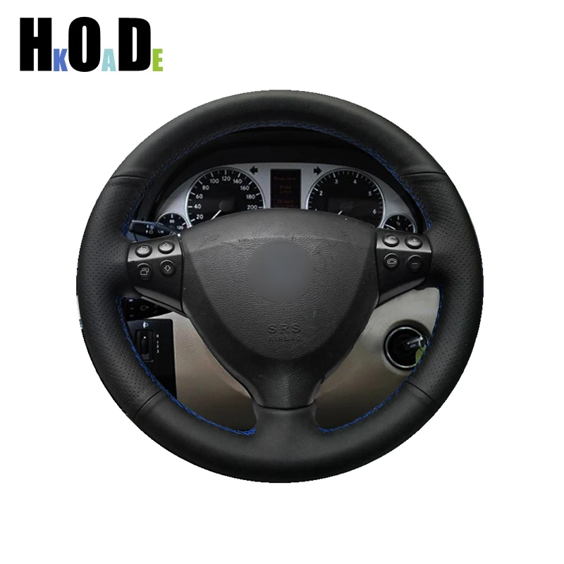 Car Steering Wheel Cover For Mercedes Benz A-Class W169 2004-2012 Hand-stitched DIY Black Microfiber Leather