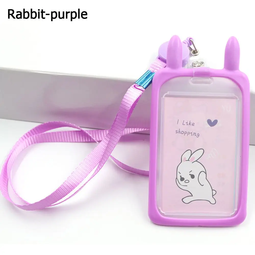 

1PC Cute Bank Retractable Reel Lanyard Credit Cover Case ID Card Sleeve Bus Card Case Card Holder