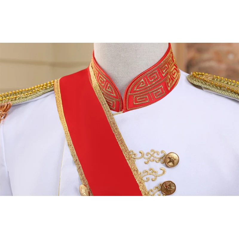 Men Military Uniform Suits Palace Prince Suit Marshal Soldier Honour Guard Dress Stage Costumes Music Singer Host Black White