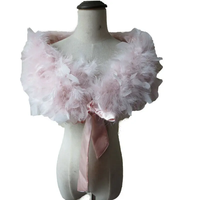 Vera pelliccia di piume di struzzo 100% avvolge Bolero solido scialle per feste di nozze nero bianco donna inverno rosa mantello proteggere spalla