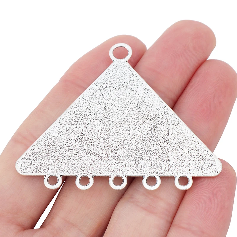 5 x Tibetan Silver Large Tribal Triangle Multi Strand Connectors Charms Pendants for DIY Necklace Jewelry Making Accessories