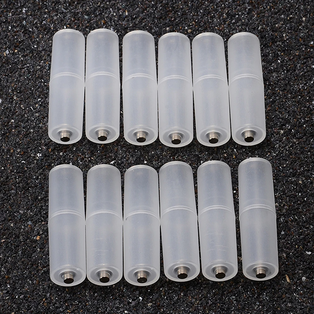 12/lots AAA to AA Size Cell Battery Converter Adaptor Holder Case Switcher Portable Translucent Battery Conversion Cartridge