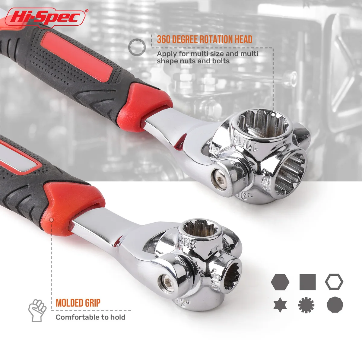 Chiave universale Hi-Spec 8 in 1 presa per attrezzi funziona con bulloni scanalati Torx 6-12-Point strumento chiave a 360 gradi per la riparazione dell'auto