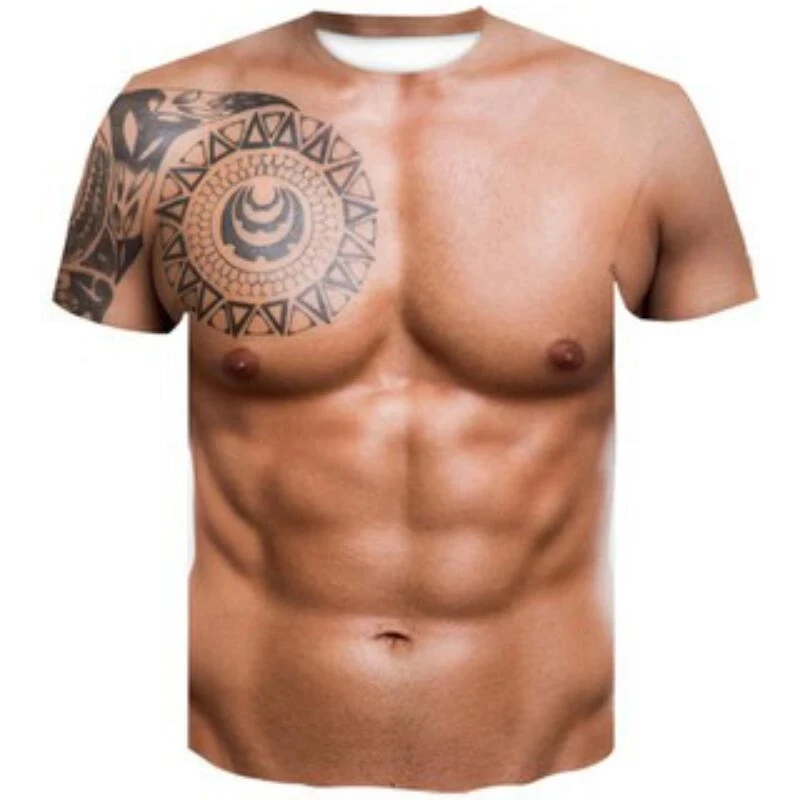 Summer Men's t shirt 3D Face Printed T-Shirt Male Chest Muscle Funny Russia Streetwear Short Sleeve Tshirts Casual Tops