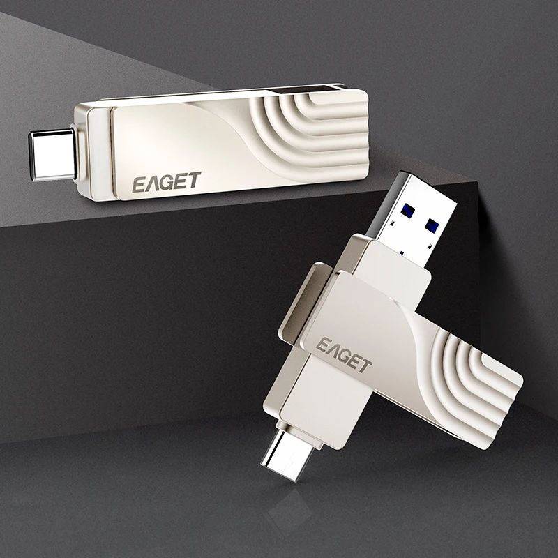 EAGET CF30 USBแฟลชไดรฟ์128G OTGโลหะUSB 3.0ไดรฟ์ปากกาKey 64GBประเภทC3.1ความเร็วสูงpendrive Mini Flash Drive Memory Stick