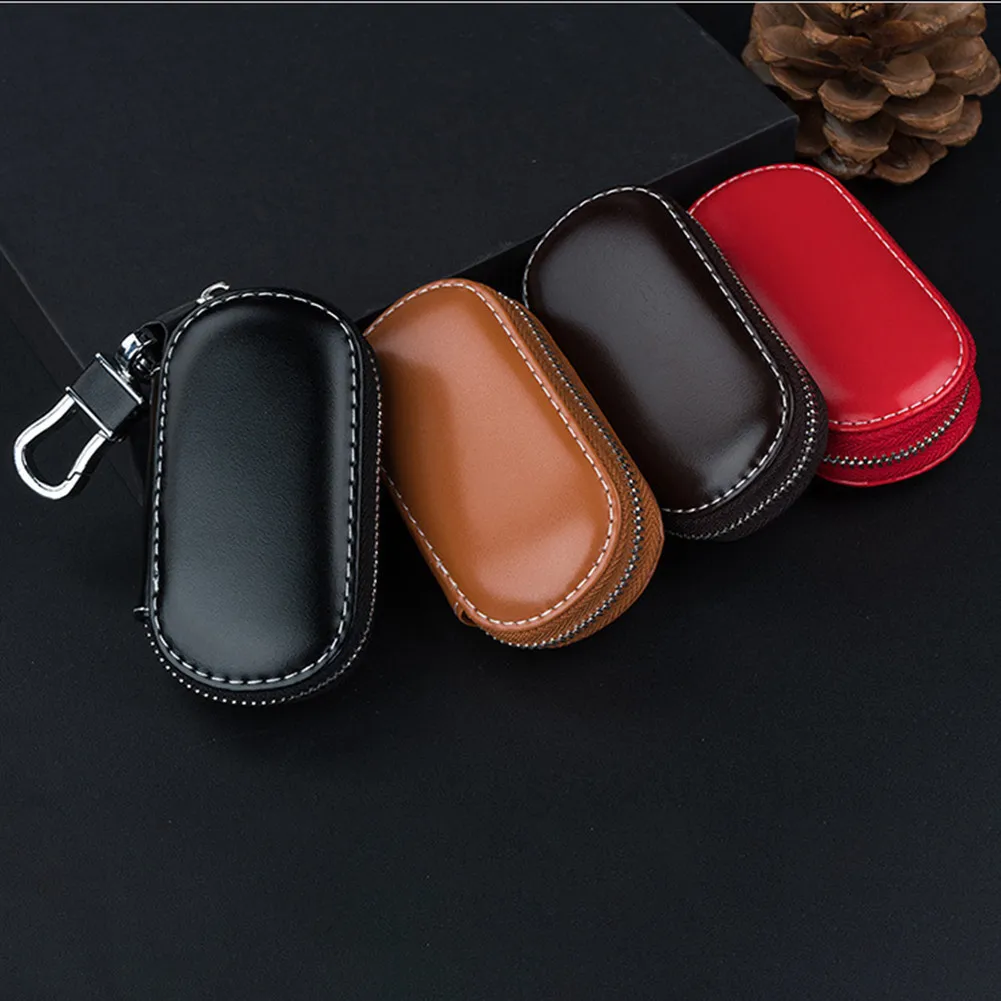 Key Case Multi-function Leather Key Case Car Key Bag For Faraday Cage Keyless Entry Key Fob Pouch Car RFID Security Accessories