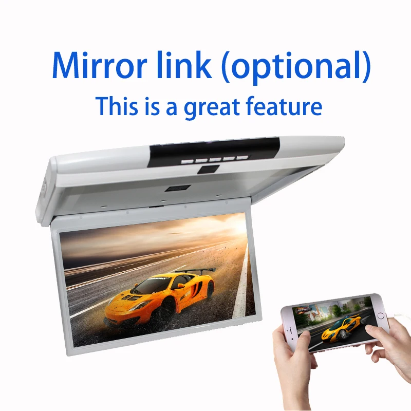 Car Monitor 17.1 Inch HD LCD Screen MP5 Video Player Car Roof Mount Display Multimedia Ceiling TV Mirror Link FM IR HDMI Speaker