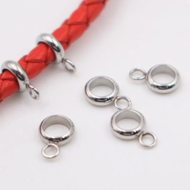 20 sztuk złoty wisiorek ze stali nierdzewnej złącze Charms Bail koraliki bransoletka Making większy otwór koraliki dystansowe na naszyjnik DIY biżuteria