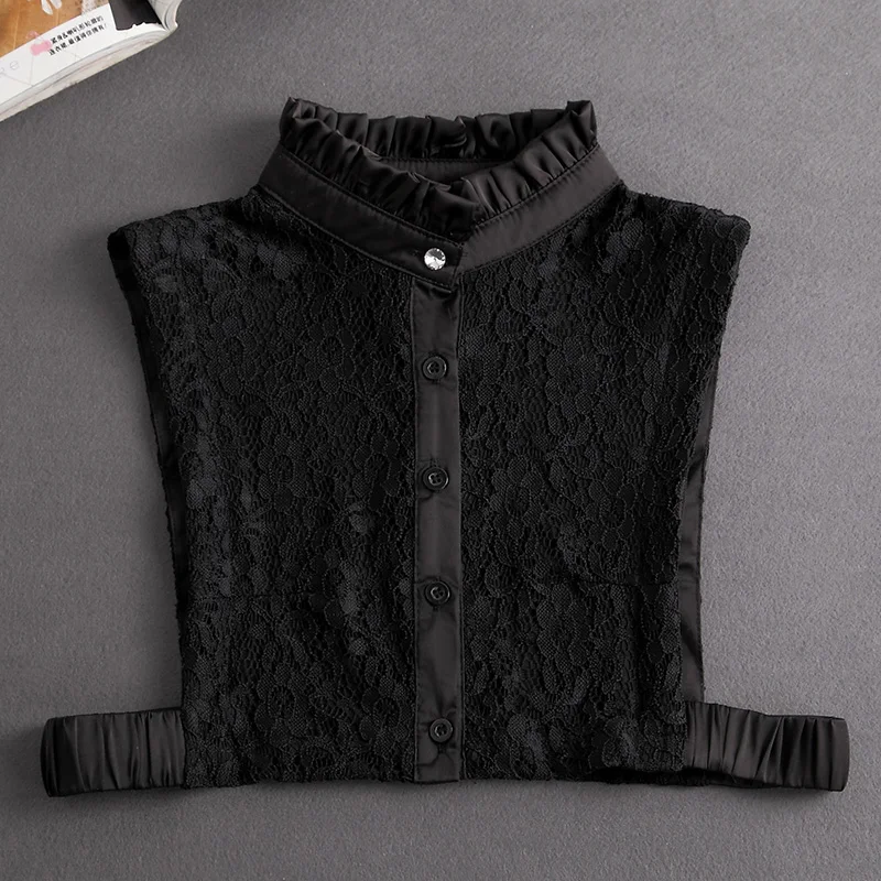 Chemise à faux col en dentelle pour femme, couverture de cou, manches de chemisier, cols de chemise amovibles, accessoires vestisens