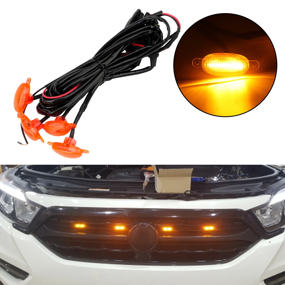 Universal 12V Front Grille Lighting LED Amber Grille Lighting Kit 6 SMD 3030 Car Eagle Eye Light