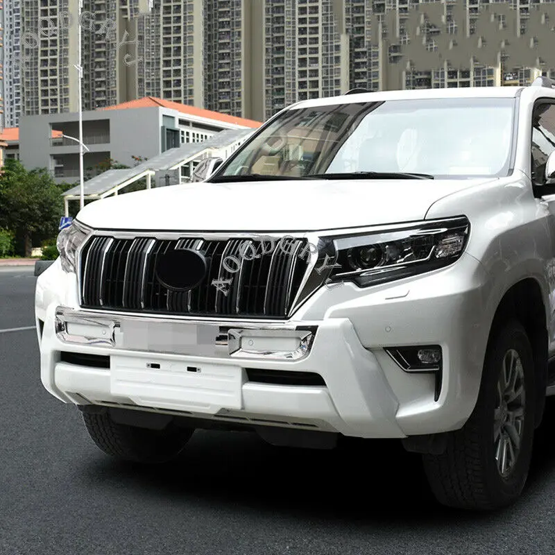 Fits For Toyota Land Cruiser Prado FJ150 2018-2021 Car ABS Pearl White Front Bumper Trim Moulding Styling Accessories 1PCS