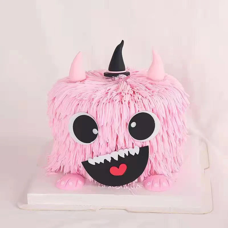 Halloween Cake Topper cute monster Cake Flags Black Happy Birthday Baby Shower Wedding Party Baking Decor