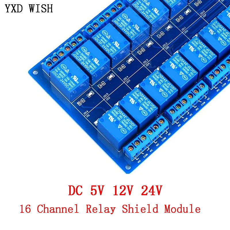 DC 5V 12V 24V 16 Channel Relay Module For arduino ARM PIC AVR DSP Electronic Relay optocoupler LM2576 Interface Power Relays