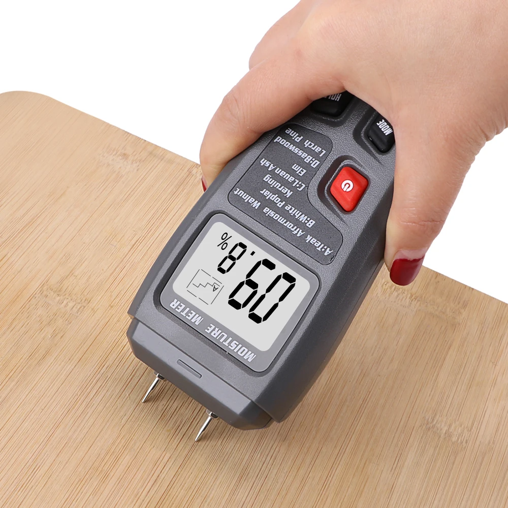 Timber Damp Detector 0-99.9% Wood Humidity Tester Portable with Large LCD Display Digital Wood Moisture Meter Two Pins