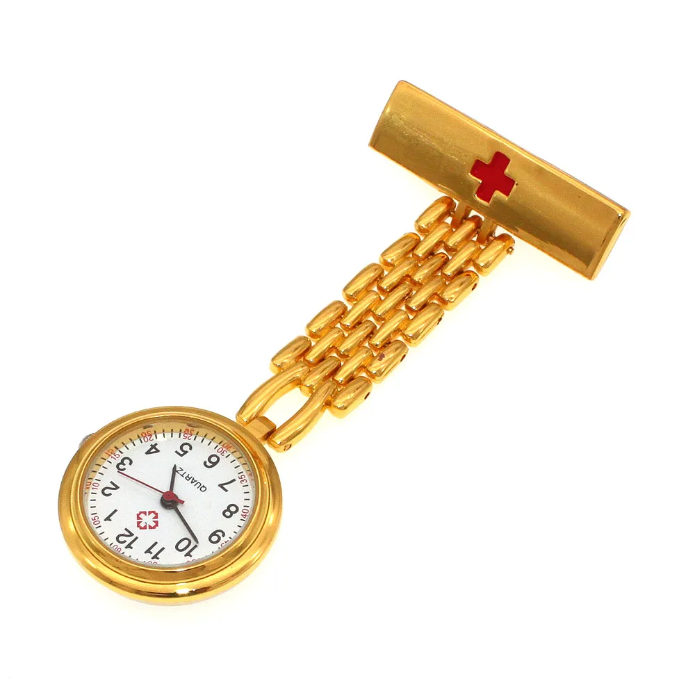 Enfermera Doctor colgante Clip de bolsillo broche de cuarzo reloj de enfermeras Fob reloj colgante