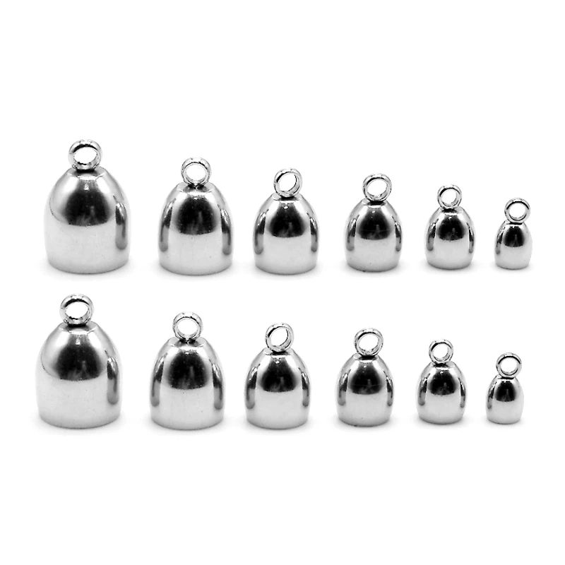 10pcs/lot  3/4/5/6/7mm Stainless Steel End Beads Caps Leather Cord Necklace Bracelet Silver Tone Tassel for Diy Jewelry Making