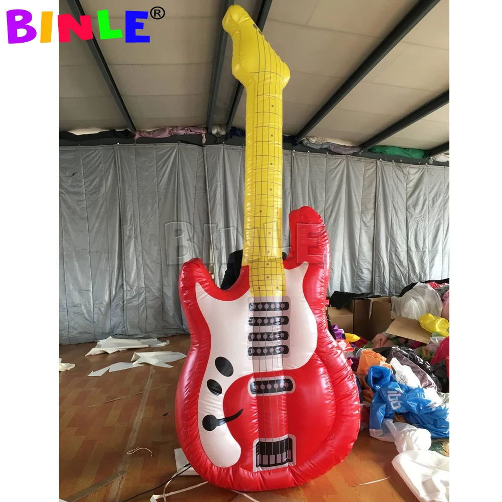 Outdoor Advertising Carnival Inflatable Guitar With Logo Giant Instruments For Music Event Decoration