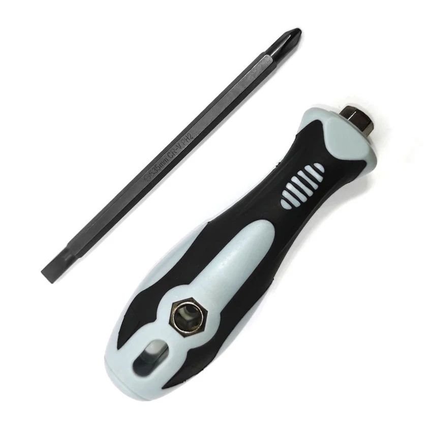 Slotted And Cross Screwdriver Dual Purpose Screwdriver With Magnetic Gun Black Double Headed Screw