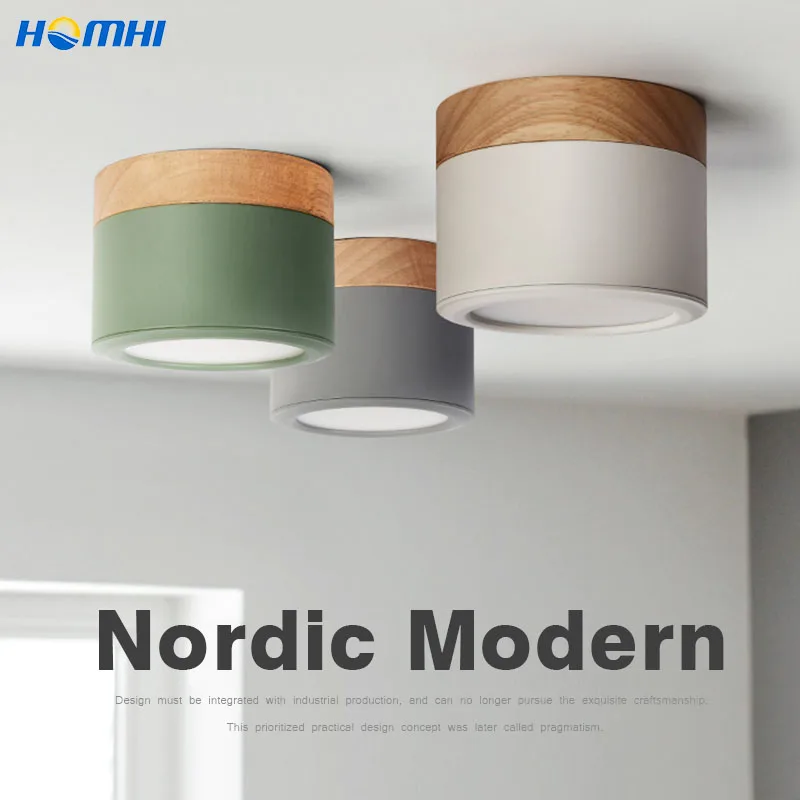 

Homhi Living Room Lights Wood Decorative Led Lights Kitchen Nordic Spotlights Led Ceiling Home Lighting Colorful HTD-002