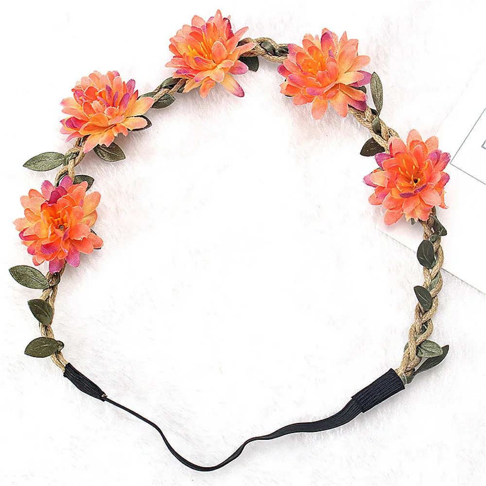 Women Wedding Flower Headband Girls Boho Flowers Headwear Children Headbands Hair Accessories Bride Wreath Beach Garland