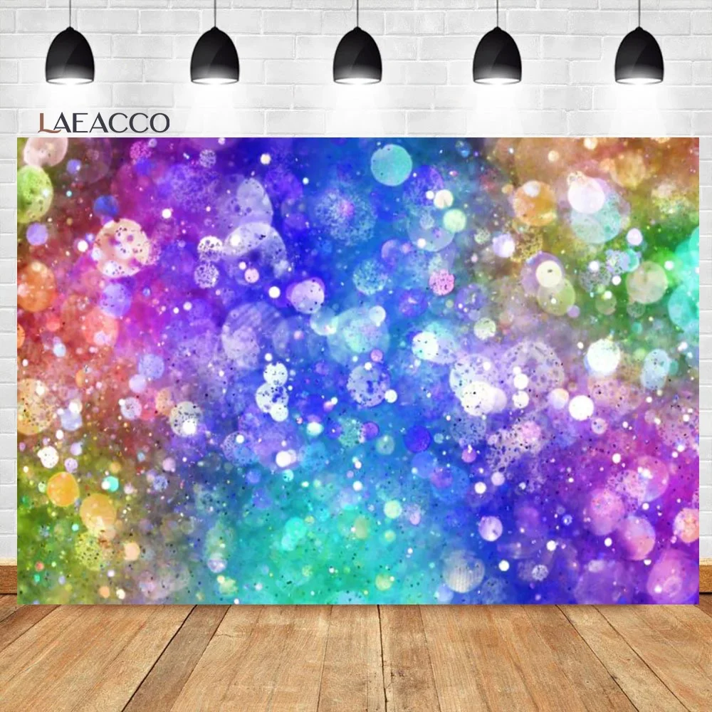 Laeacco Baby Shower Newborn Birthday Backgrounds Colorful Polka Dots Light Bokeh Children Portrait Photography Backdrops Props