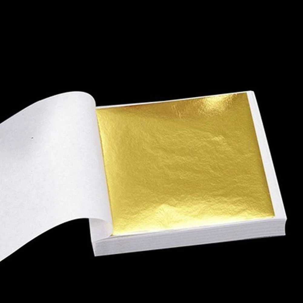 50pcs 9*9cm Art Craft Imitation Gold Sliver Copper Foil Papers Leaf Leaves Sheets Gilding DIY Craft Decor Design Paper