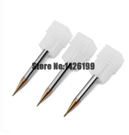 1pc Micro End Mill 0.2 millimetri 0.3 millimetri 0.4 0.5 0.6 0.7 0.8 0.9 millimetri 2 flauti Carburo HRC60 piatto Quadrato di Fresatura CNC Frese e taglierine per micro SIM Sprial Router