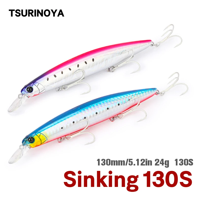 TSURINOYA 130S Sinking Minnow Fishing Lure SCOUT 130mm 24g Long Casting Seabass Flounder Artificial Large Sea Fishing Hard Baits