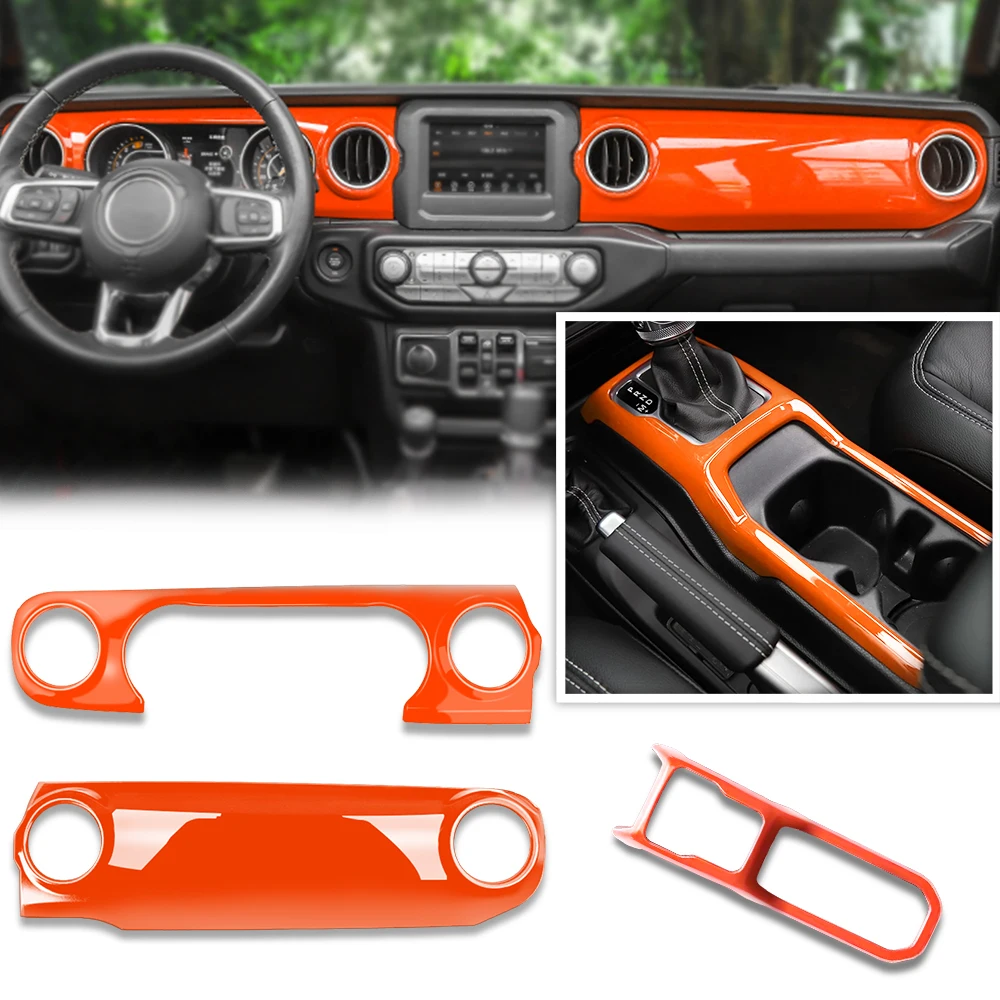 

for Jeep Wrangler JL 2018 2019 Red Center Console Dashboard Cover Trim Instrument Panel Trim Kit