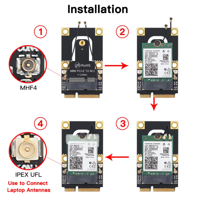 New M.2 NGFF to Mini PCI-E (PCIe+USB) Adapter For M.2 Wifi Bluetooth Wireless Wlan Card Intel AX200 9260 8265 8260 For Laptop