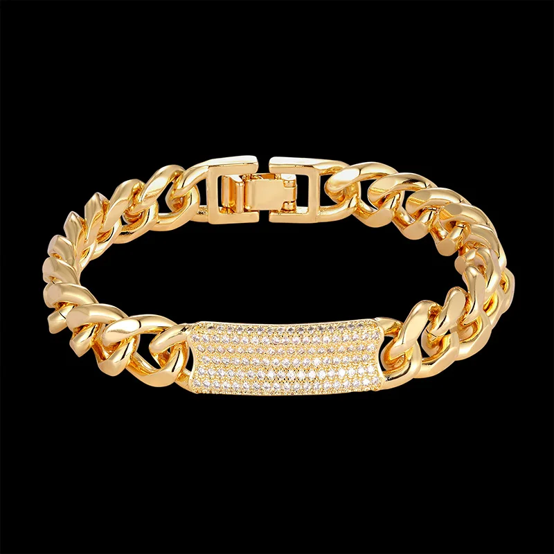 Lanruisha brand Simple chain charm bracelet with long ellipse in the middle and zirconium inlaid on both sides fashion jewelry