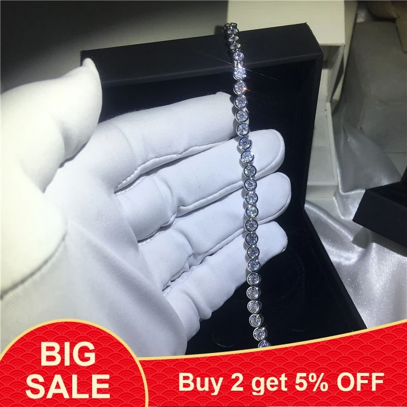 New Luxury Shiny Austria Crystal Tennis Bracelets For Women Silver Gold Color Bangle Collier Femme Bridal Wedding Jewelry