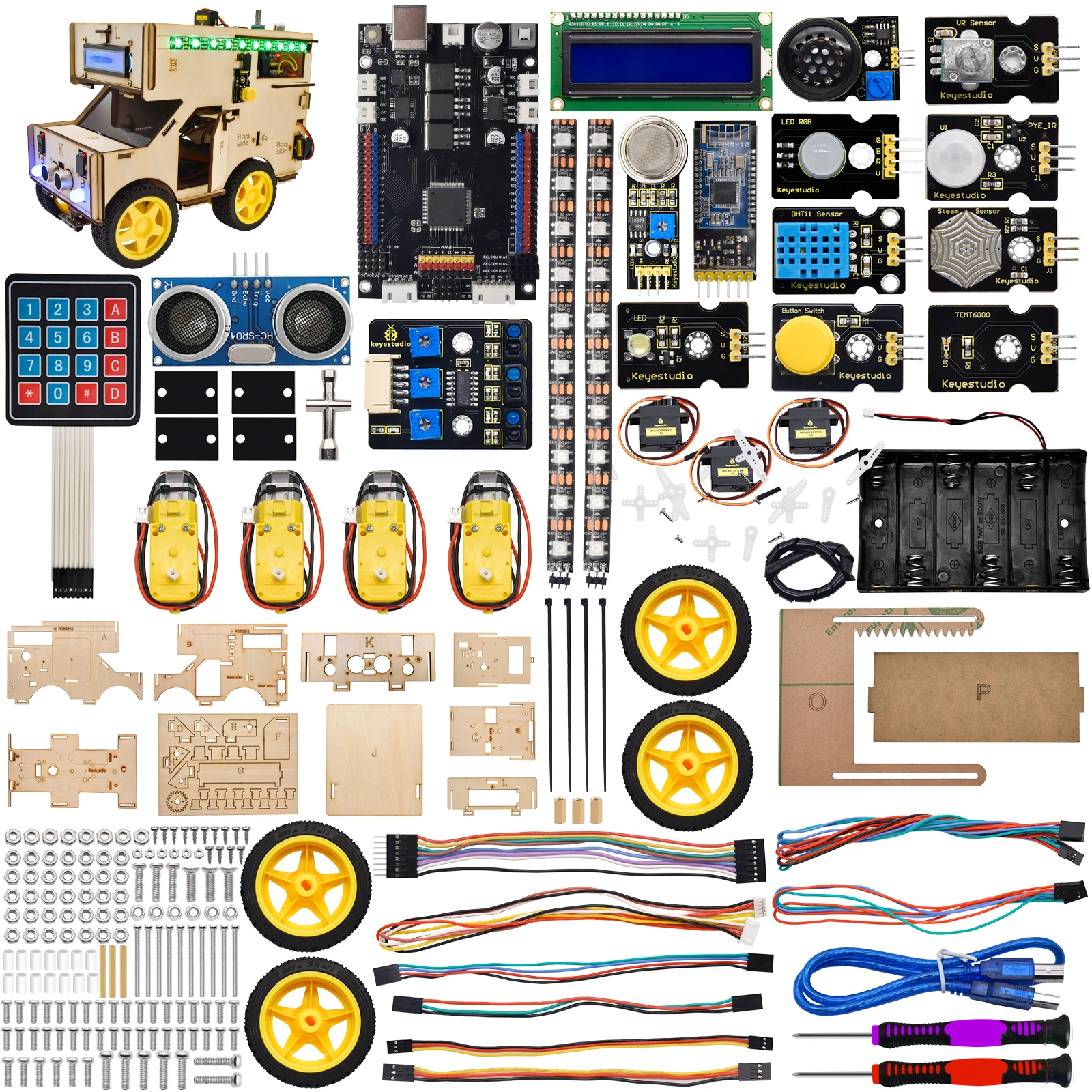 Keyestudio Smart RV Robot  Starter  Kit  Motorhome House Car for Arduino Robot  STEM  Programming  Toys for Kids Android/IOS