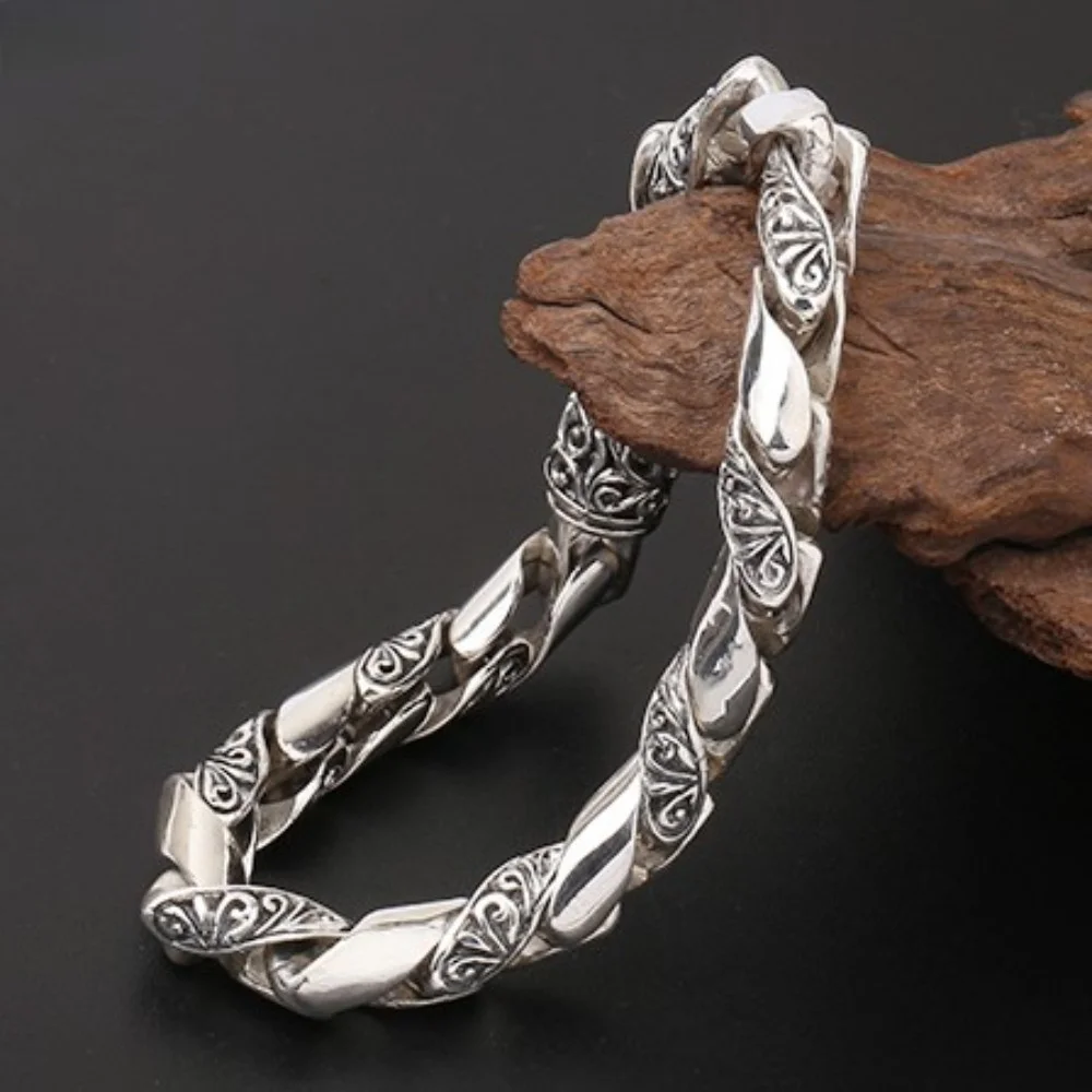 

Real S925 Silver Bracelet For Man And Women New Fashion Rataan Totem Thai Silver Hand Chain Pure Argentum Jewelry