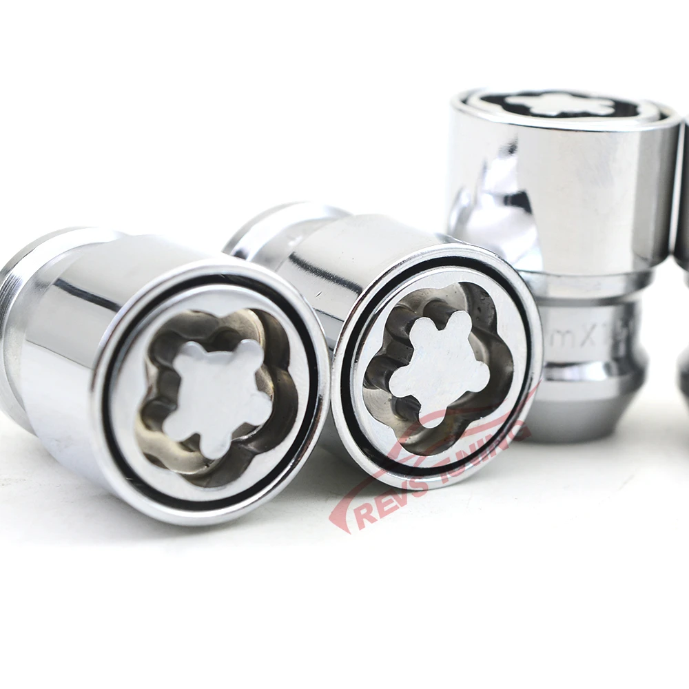 4Nuts+2Keys m14x1.5 36mm Steel Anti-Theft Security Auto Car Wheel Rim Lock Locking Lug Nuts