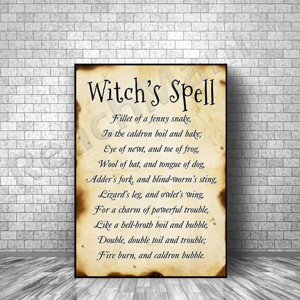 

Witch's spell poster, halloween poster, halloween wall decoration, witch logo, witch art wall canvas canvas gift printing