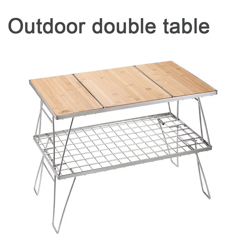 Camping Outdoor Multifunctional Portable Folding Composite Table Simple Stainless Steel Picnic Leisure Barbecue Table