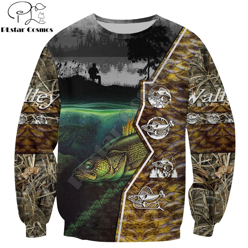 Cool Walleye Fishing 3D All Over Printed Men Deluxe Hoodie Clothes Unisex Sweatshirt Zip Pullover Casual Jacket Tracksuit KJ324