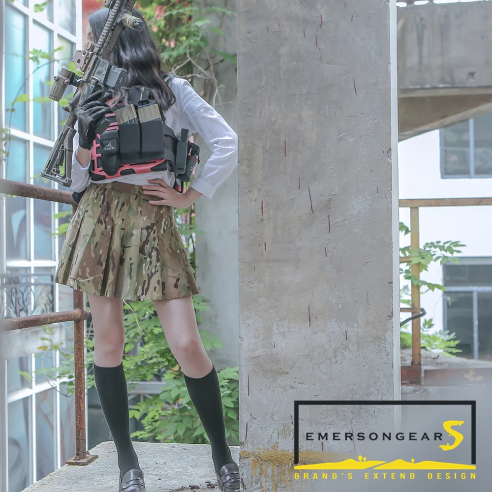 EmersongearS Tactical Camo Pleated Skirt Airsoft Women Girls Student Outdoor High-waist Mini Skirts Commuting Daily