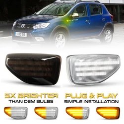 2 sztuk LED dynamiczne światło obrysowe boczne sygnał kierunkowskazu lampy migacza dla Dacia Logan 2 Sandero 2 Duster 2 Renault Stepway