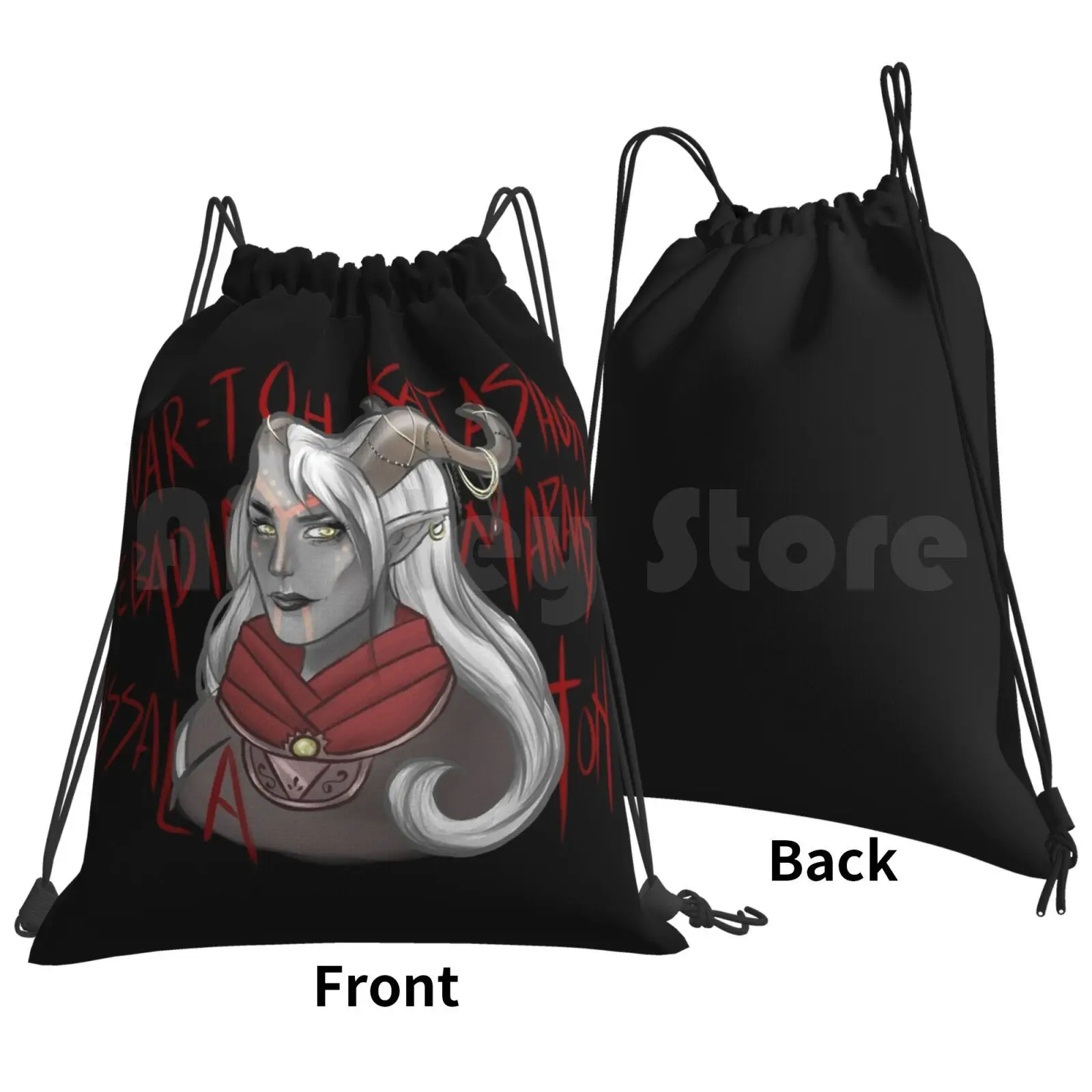 Fem Qunari Backpack Drawstring Bags Gym Bag Waterproof Dragon Age Da Inquisition Qunari Qun Hera Herah Aadar Videogames