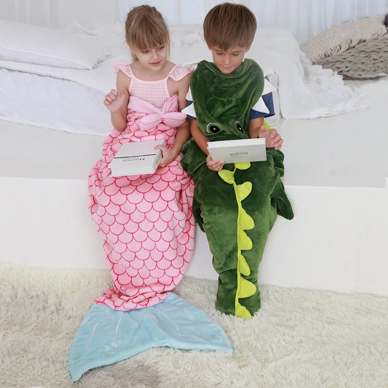 Anti-kick Flannel Winter Mermaid Sleeping Blanket Sleeping Swaddle Children Sleeping Bag Christmas Birthday Gift for Kids