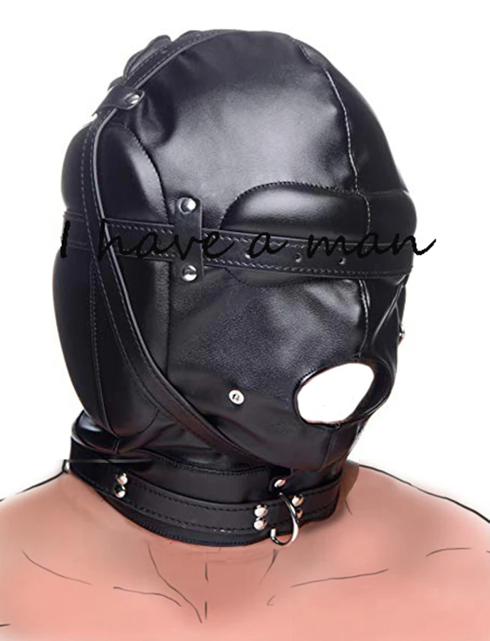 Leather Padded Hood Mask Blindfold Head Restraint Harness Mask, BDSM Bondage Gimp,Sexy Costume