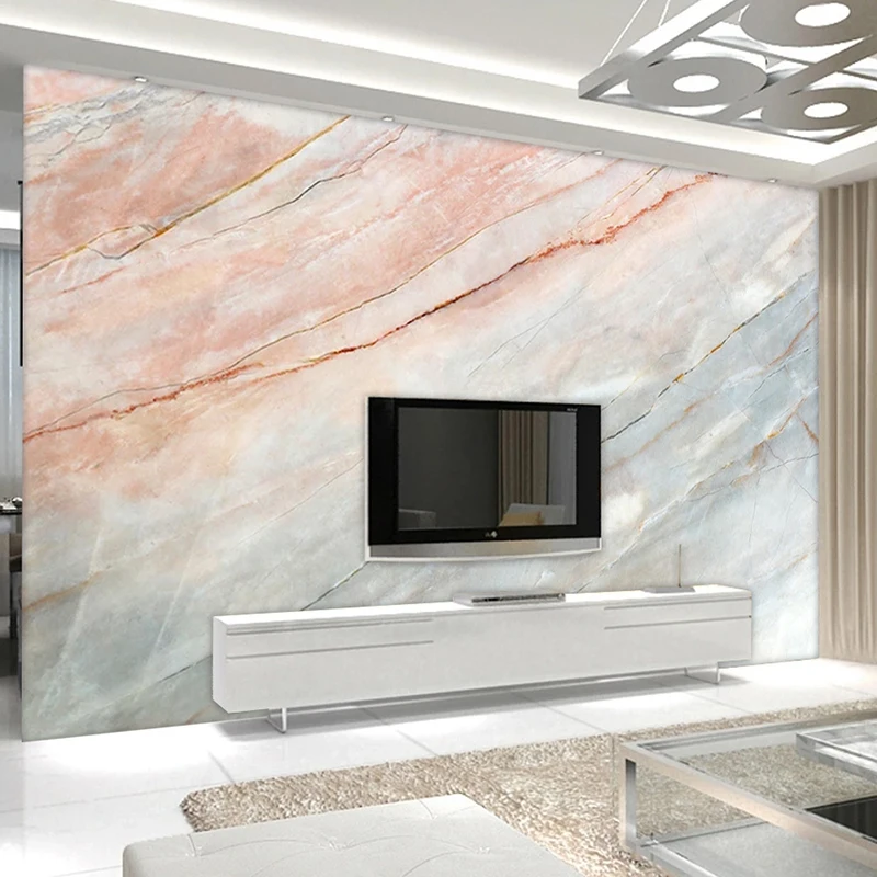 Custom Mural Pink Gray Marble Pattern Waterproof Photo Wallpaper For Walls 3D Modern Living Room TV Backdrop Wall Decor Painting