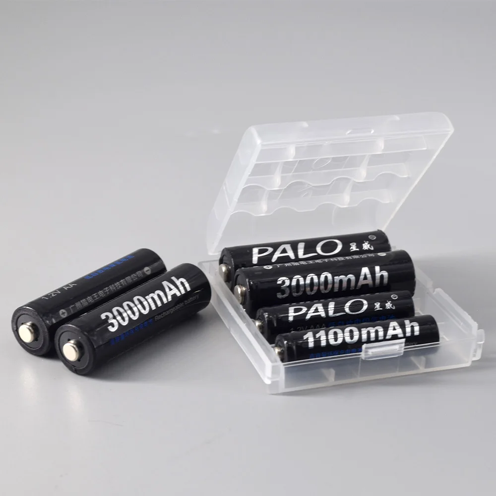 PALO AA 1.2v Rechargeable Batteries + AAA rechargeable battery for toys + 1.2V Battery charger for 1.2V Ni-MH AA AAA battery