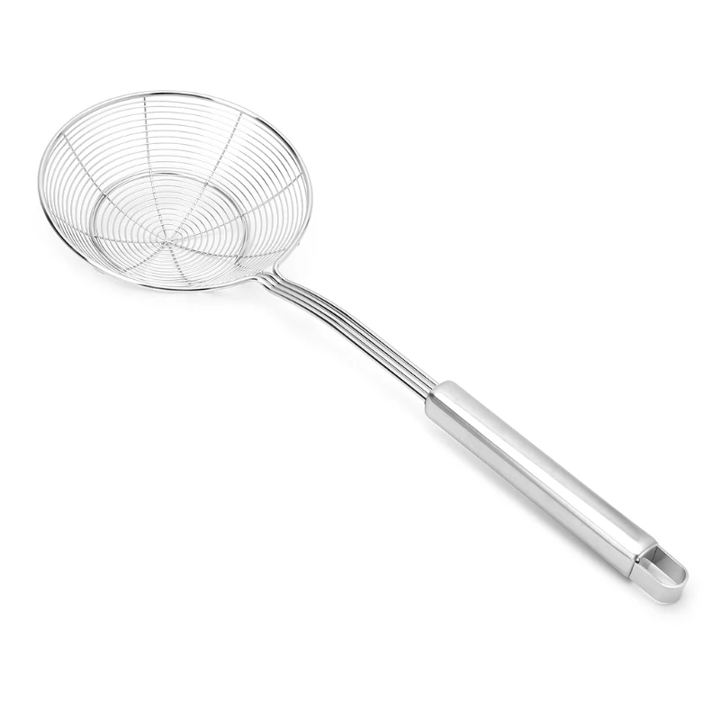 Stainless Steel Spider Skimmer Strainer Heat Resistant Solid Long Handle Kitchen Strainer Frying Food Skimmer Ladle Colander