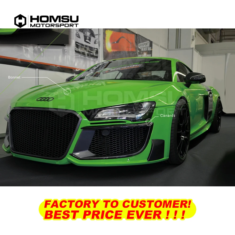 PU Material Wide Body Kits Front Rear lip Spoiler for R8 to RG Style 2007-2015 car bumper protector