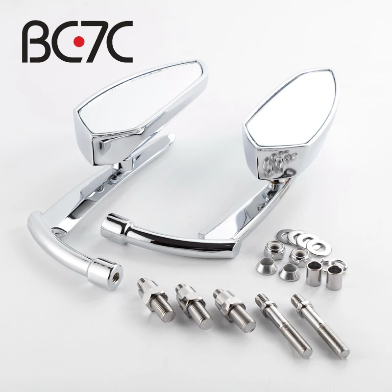 Motorcycle Universal M10 Black Spear Blade Rear View Mirrors Motorbike Chrome All Meta Side Mirror For Harley